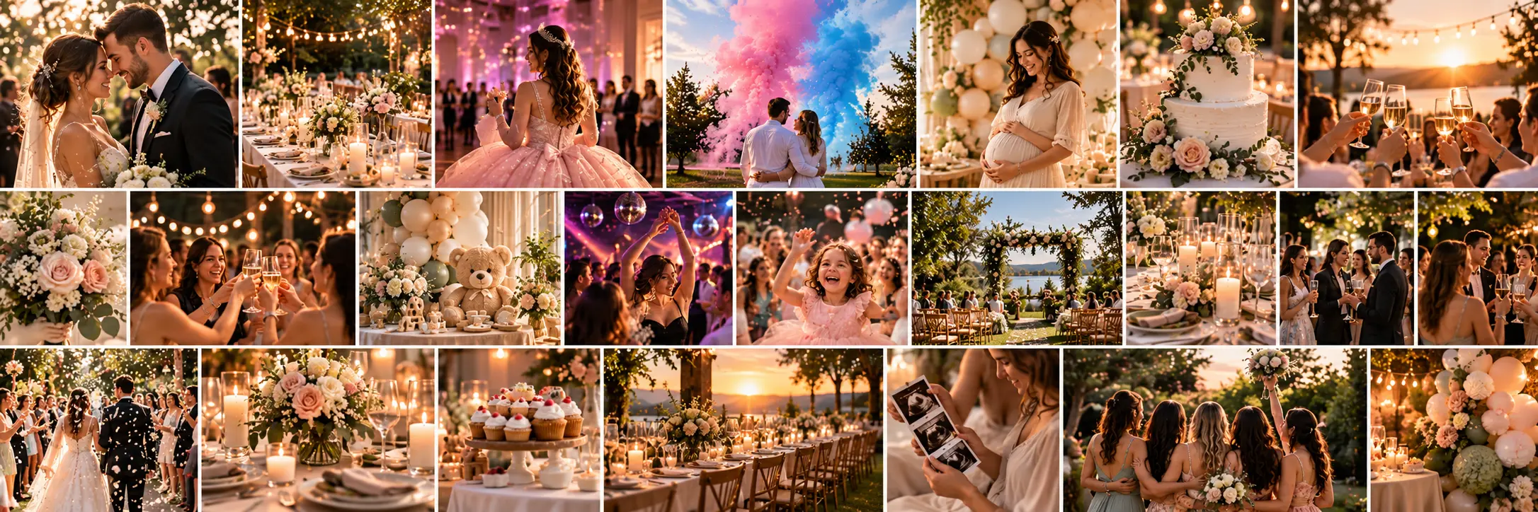 Collage of birthday party photos shared through AlbumDrive QR photo album