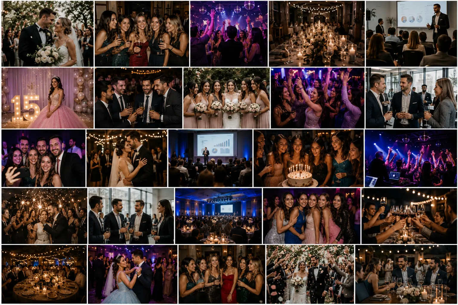 Collage of event photos shared through AlbumDrive QR photo album